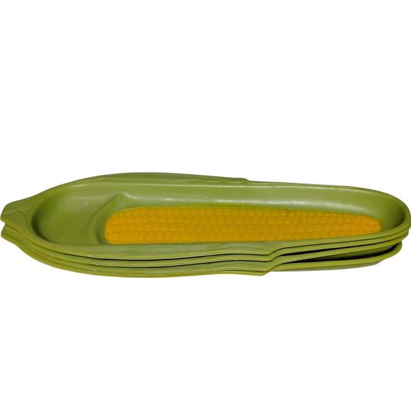 🌽Vintage Set Of 4 Corn on the Cob Trays Holders Nostalgic Novelty Picnic Dining - Picture 1 of 10
